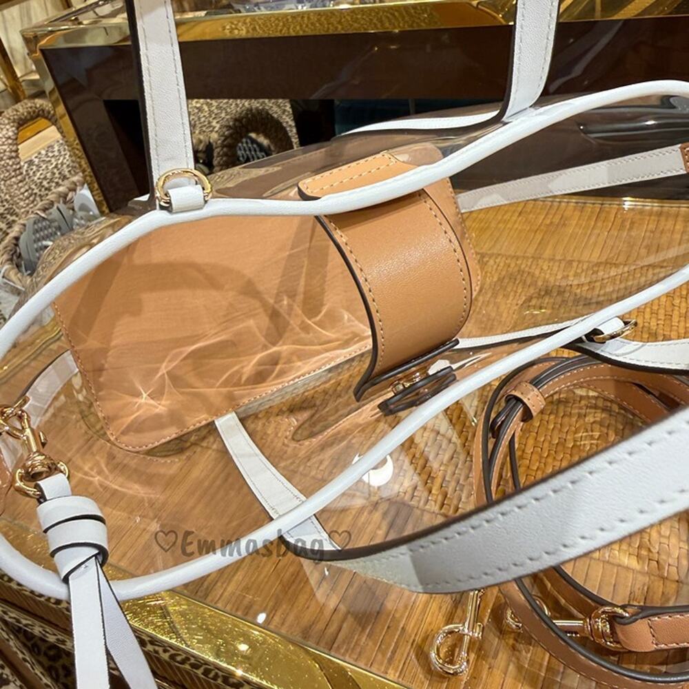 Authentic ‼️Tory Burch Blake Clear Small Tote 156485 $370 Clear / Optic White - Picture 9 of 12